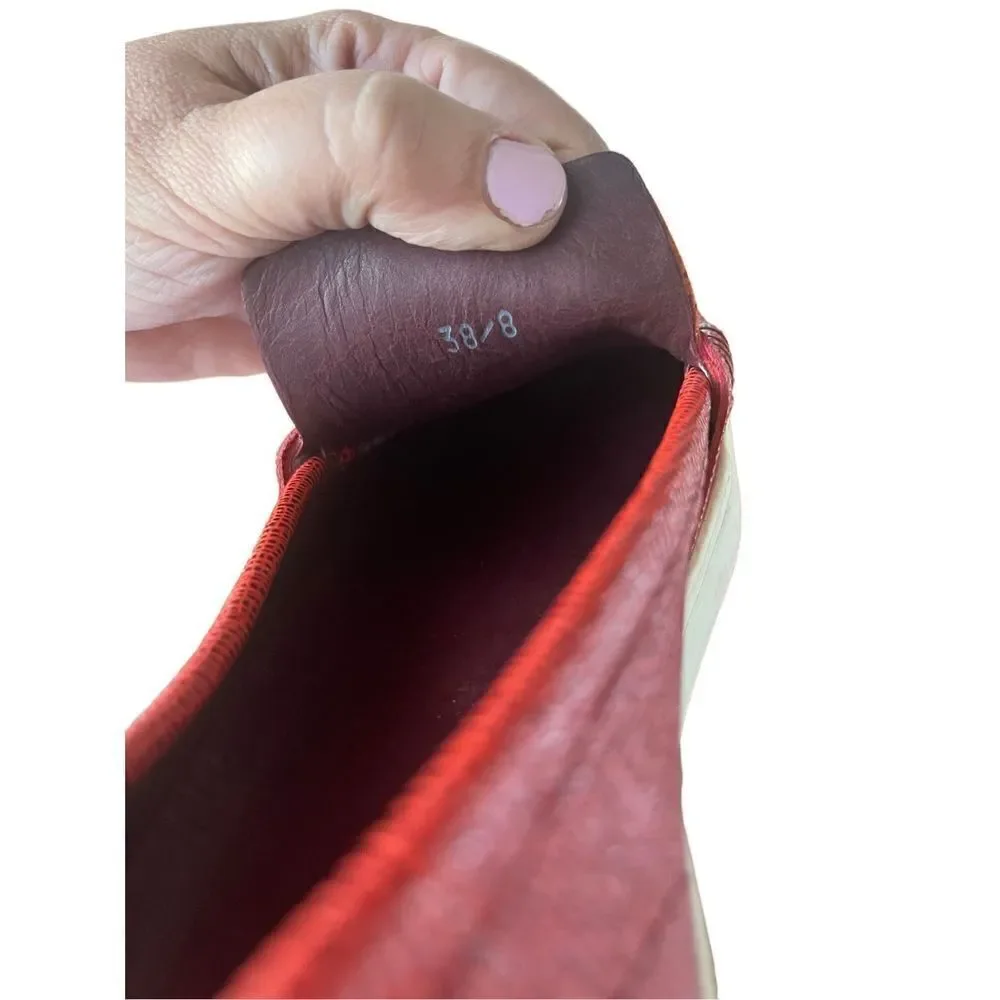 Rag & Bone Womens Red Leather Slip On Casual Wedge Penny Loafer Shoes 8